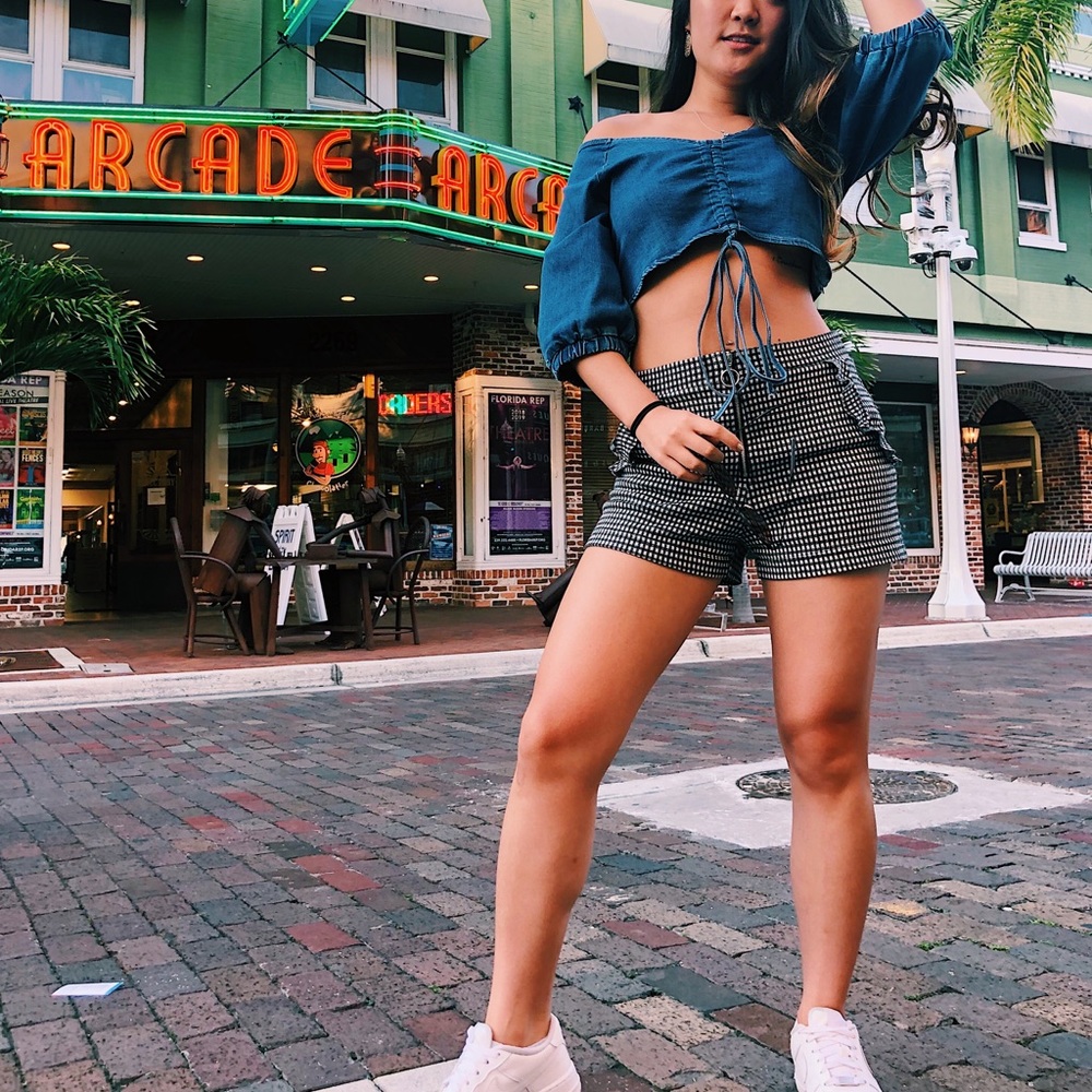 Denim off the shoulder top